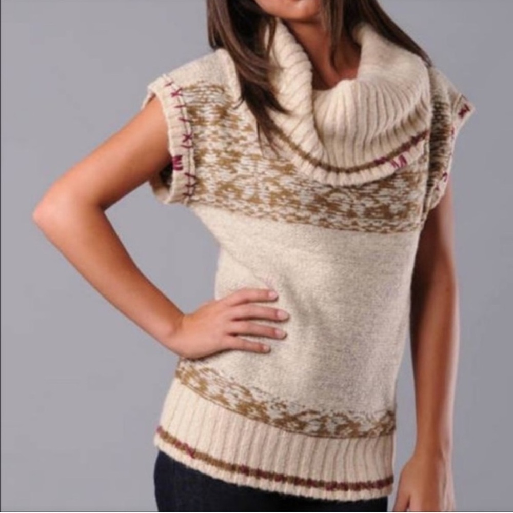 Free People Snow Drift Fair Isle Cowl Neck Top